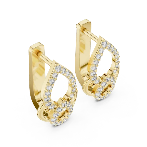 Silhouette Round Pavé Geometric Contour Stud Earrings