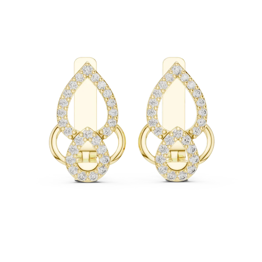 Silhouette Round Pavé Geometric Contour Stud Earrings - Image 2