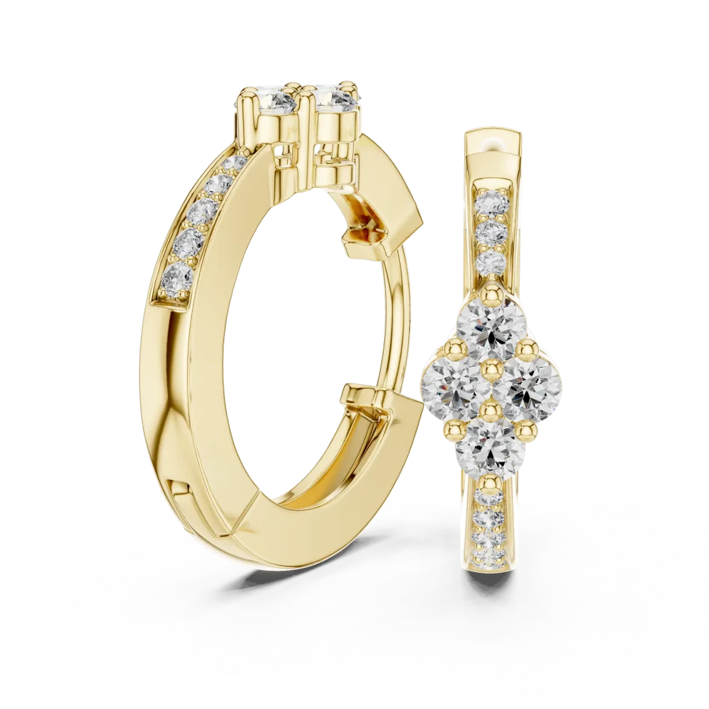 Symmetry Round Pavé-Set Architectural Hoop Earrings - Image 4