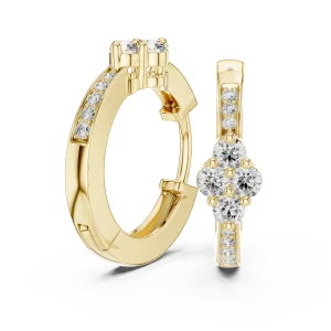 Symmetry Round Pavé-Set Architectural Hoop Earrings - Image 4