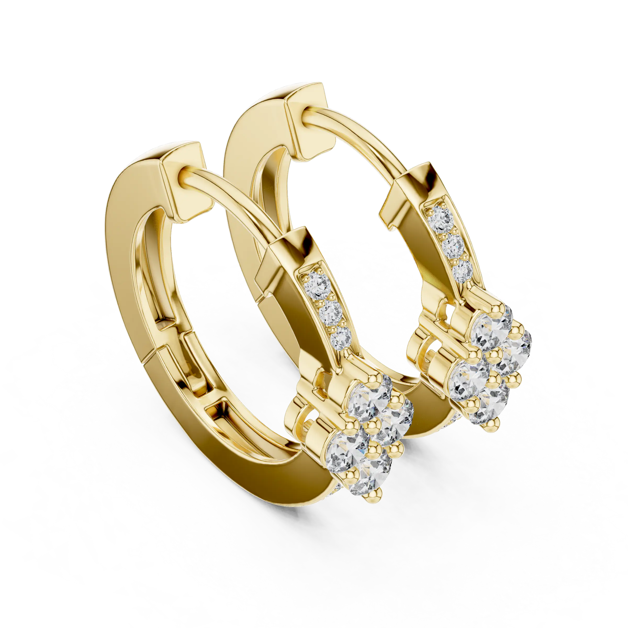1@Y-#viwe2 Symmetry Round Pavé-Set Architectural Hoop Earrings - Image 1