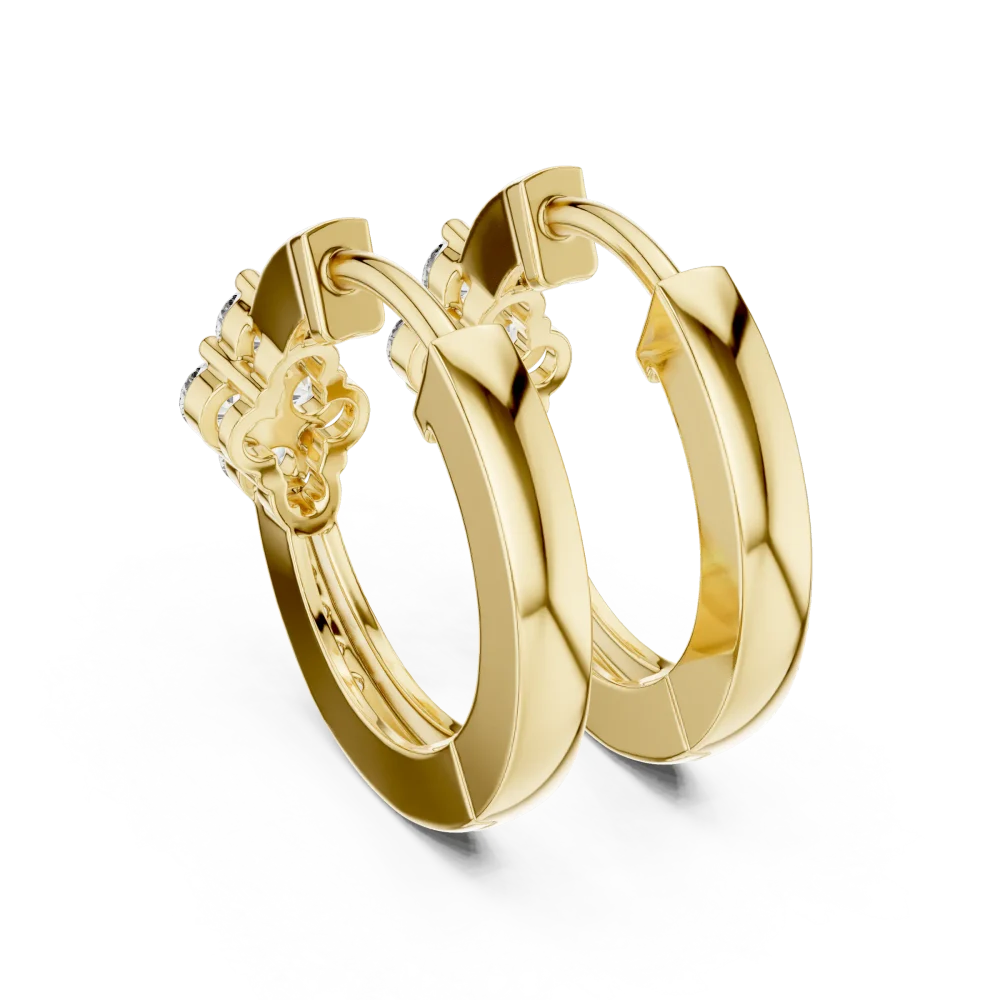 Symmetry Round Pavé-Set Architectural Hoop Earrings - Image 3