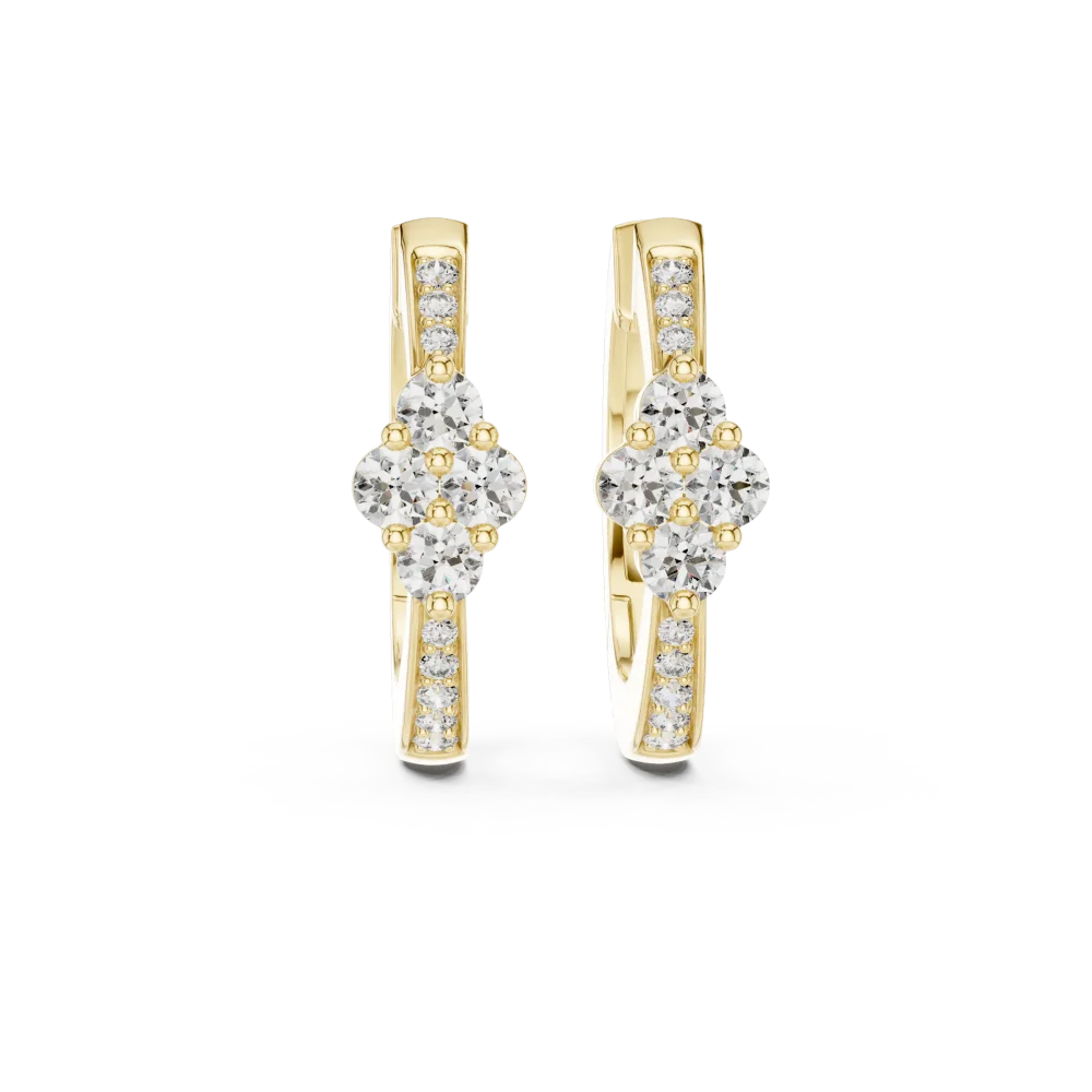 Symmetry Round Pavé-Set Architectural Hoop Earrings - Image 2