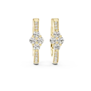 Symmetry Round Pavé-Set Architectural Hoop Earrings - Image 2