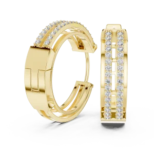 Architectural Round Pavé-Set Geometric Hoop Earrings - Image 3