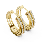 Architectural Round Pavé-Set Geometric Hoop Earrings