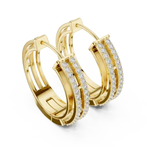 Architectural Round Pavé-Set Geometric Hoop Earrings