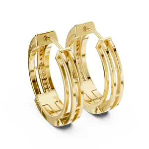 Architectural Round Pavé-Set Geometric Hoop Earrings - Image 4