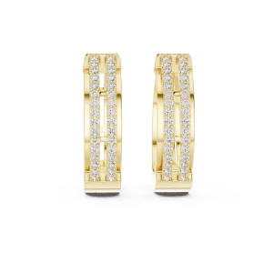 Architectural Round Pavé-Set Geometric Hoop Earrings - Image 2