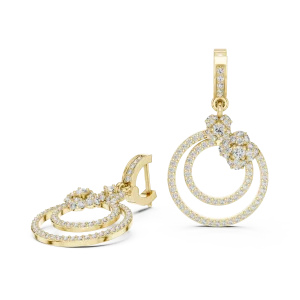 Luminary Pavé-Set Round Brilliant Dual-Ring Dangler Earrings - Image 3