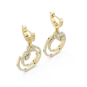 Luminary Pavé-Set Round Brilliant Dual-Ring Dangler Earrings