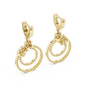 Luminary Pavé-Set Round Brilliant Dual-Ring Dangler Earrings - Image 4