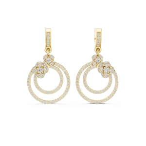 Luminary Pavé-Set Round Brilliant Dual-Ring Dangler Earrings - Image 2