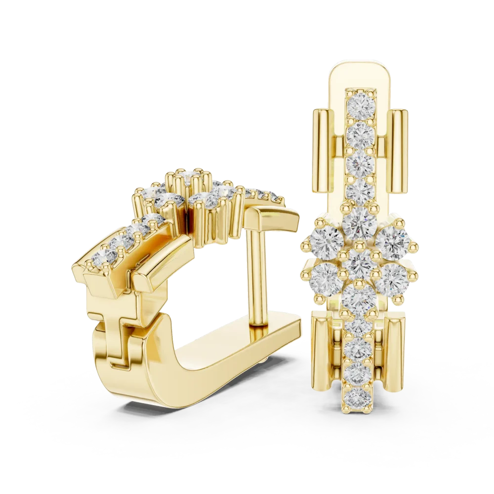 Architectural Symmetry Pavé-Set Round Brilliant Stud Earrings - Image 3