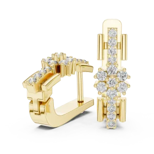Architectural Symmetry Pavé-Set Round Brilliant Stud Earrings - Image 3
