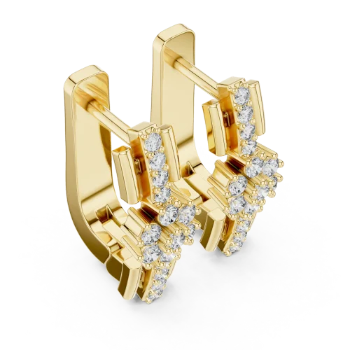 Architectural Symmetry Pavé-Set Round Brilliant Stud Earrings