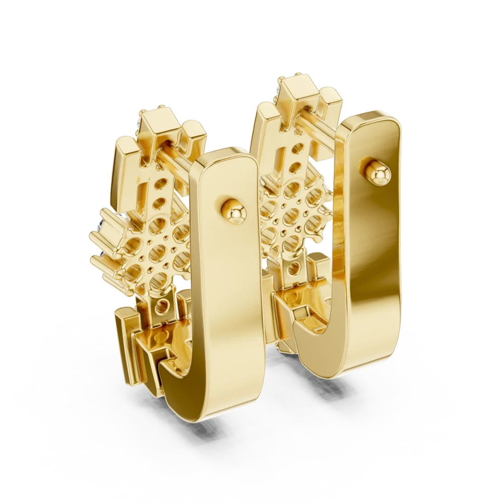 Architectural Symmetry Pavé-Set Round Brilliant Stud Earrings - Image 4
