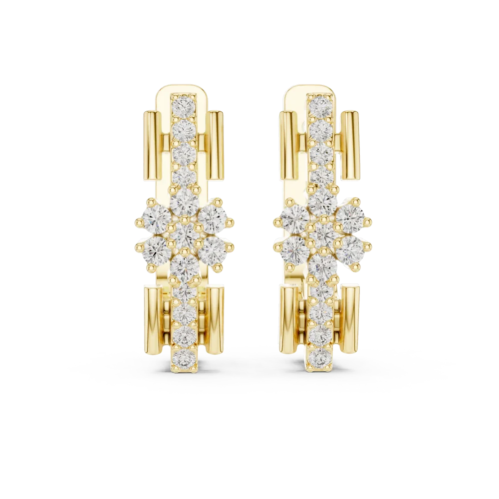 Architectural Symmetry Pavé-Set Round Brilliant Stud Earrings - Image 2