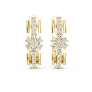 Architectural Symmetry Pavé-Set Round Brilliant Stud Earrings - Image 2