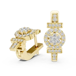 Geometric Symmetry Pavé-Set Round Brilliant Hoop Earrings - Image 3