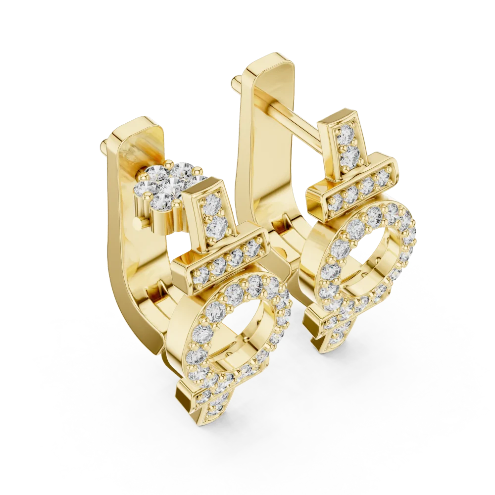 Adorn yourself with the brilliance of these geometric pavé-set DIAMEUR diamond hoop earrings. Elegant, sustainable luxury designed to shine. Shop now.