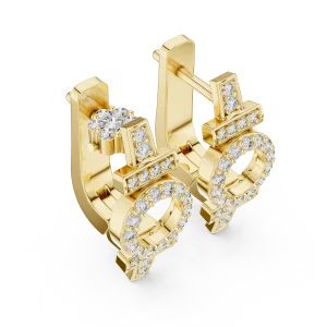 Geometric Symmetry Pavé-Set Round Brilliant Hoop Earrings