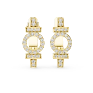 Geometric Symmetry Pavé-Set Round Brilliant Hoop Earrings - Image 2