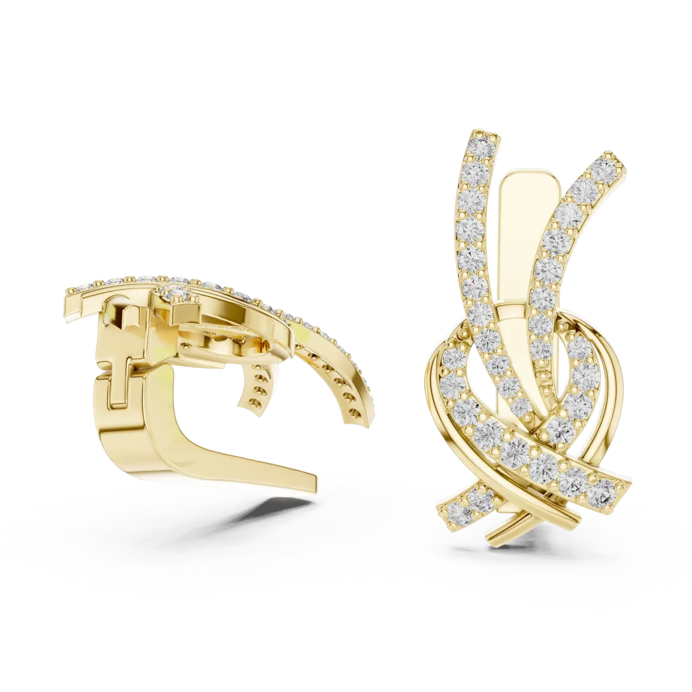Luminary Round Pavé-Set Architectural Silhouette Stud Earrings - Image 3