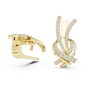 Luminary Round Pavé-Set Architectural Silhouette Stud Earrings - Image 3