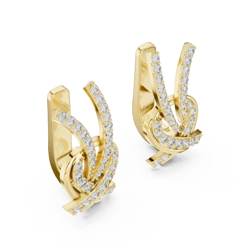 Luminary Round Pavé-Set Architectural Silhouette Stud Earrings