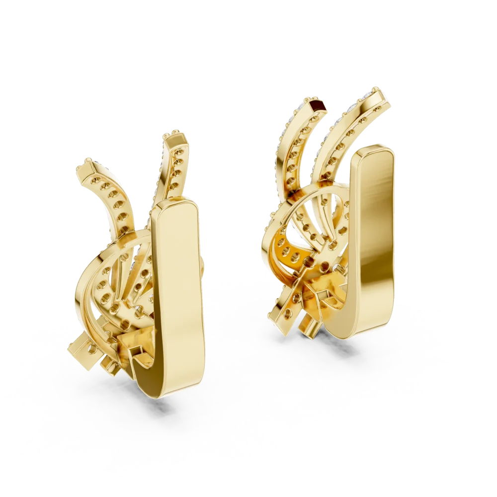 Luminary Round Pavé-Set Architectural Silhouette Stud Earrings - Image 4