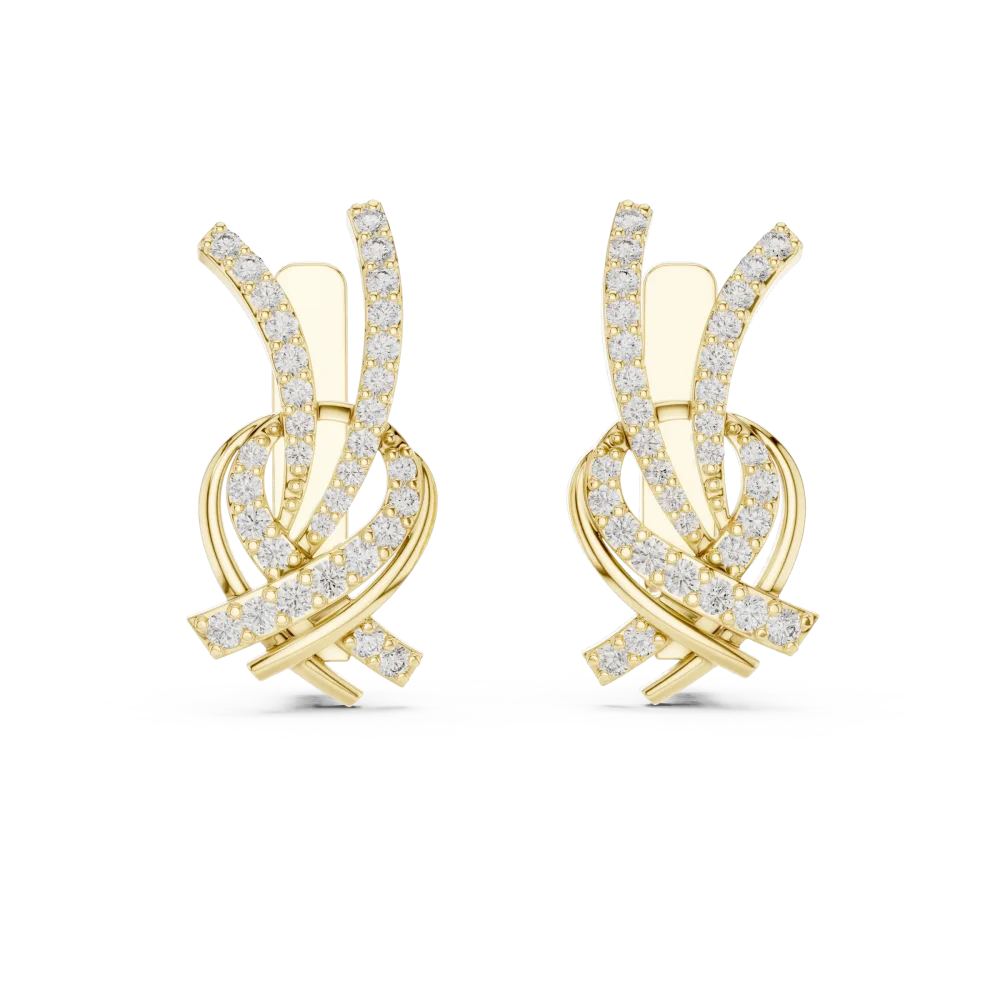 Luminary Round Pavé-Set Architectural Silhouette Stud Earrings - Image 2