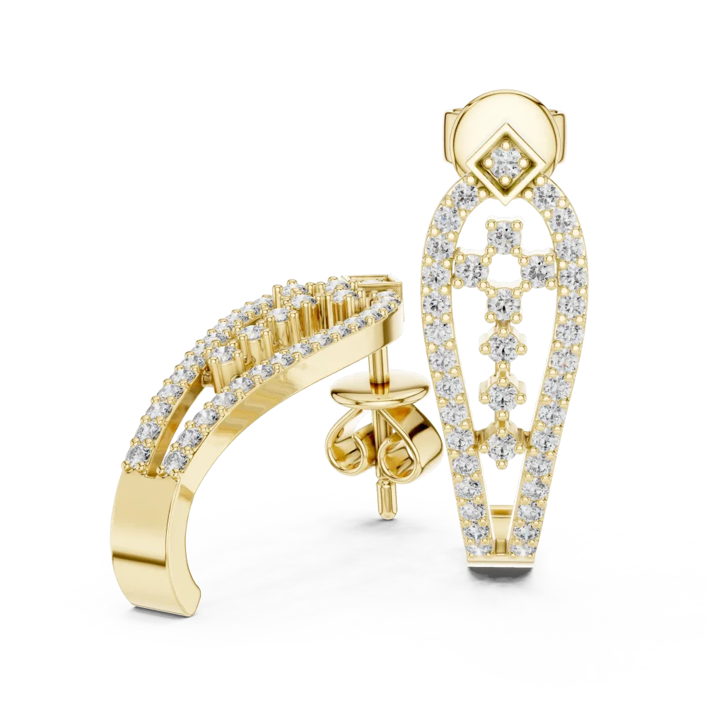 Symmetry Pavé-Set Round Brilliant Arch Silhouette Stud Earrings - Image 3