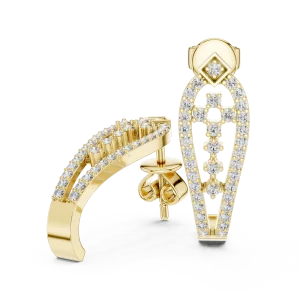 Symmetry Pavé-Set Round Brilliant Arch Silhouette Stud Earrings - Image 3