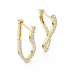 Ethereal Fluid pavé-set round diamond dangler earrings in gold with an elegant, interlocking architectural silhouette.