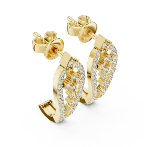 Symmetry Pavé-Set Round Brilliant Arch Silhouette Stud Earrings