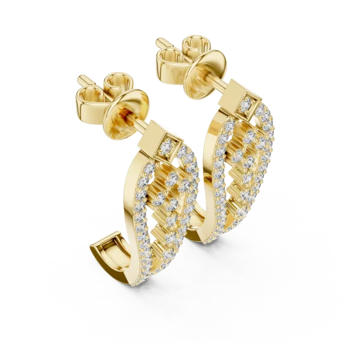 Symmetry Pavé-Set Round Brilliant Arch Silhouette Stud Earrings