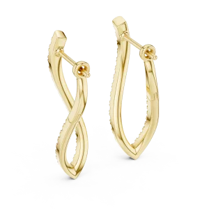 Ethereal Fluid pavé-set round diamond dangler earrings in gold with a graceful, interlocking architectural silhouette.