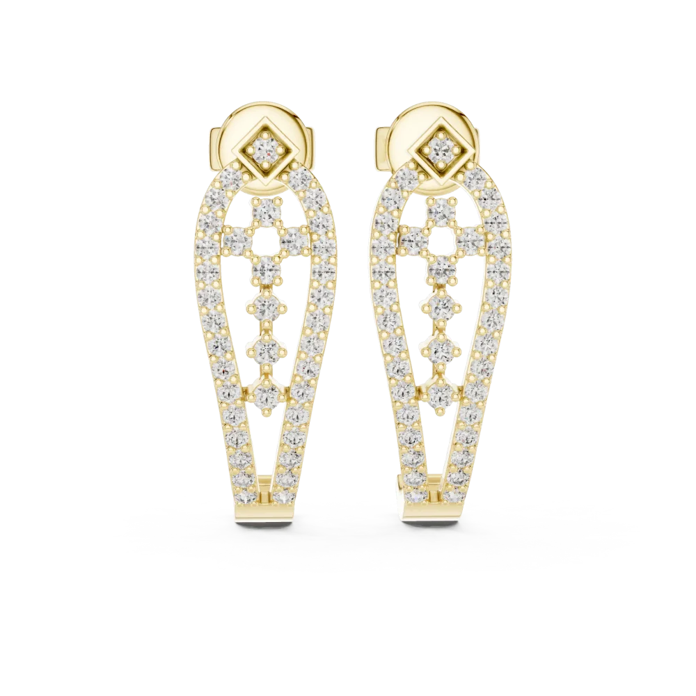 Symmetry Pavé-Set Round Brilliant Arch Silhouette Stud Earrings - Image 2