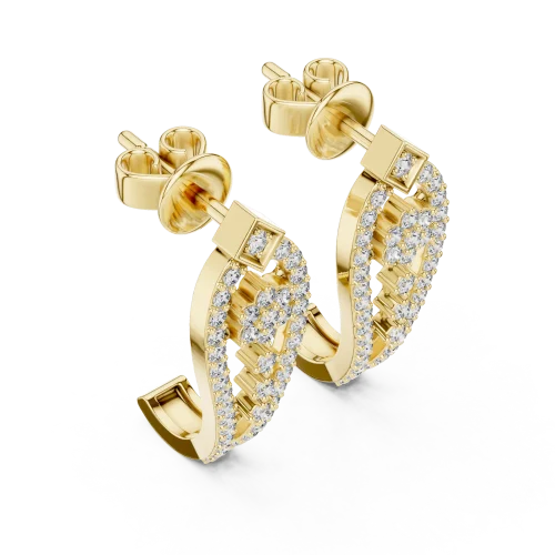 Ethereal Luminary Round Pavé-Set Diamond Stud Earrings