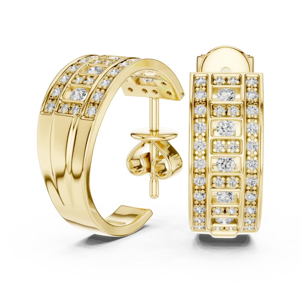 Symmetry Geometric Pavé-Set Round Brilliant Hoop Earrings - Image 4