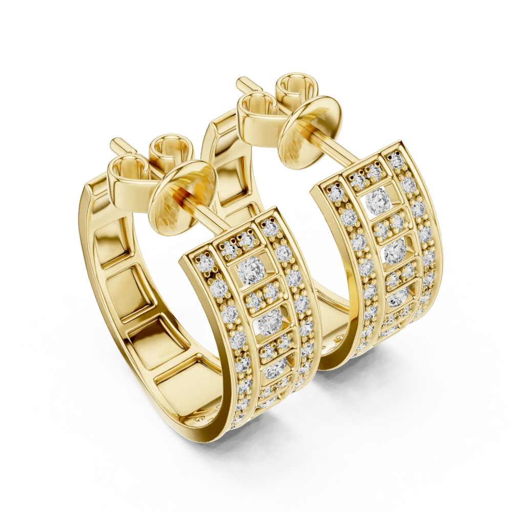Experience architectural elegance with these pavé-set round DIAMEUR diamond hoop earrings. A modern classic for every collection. Shop luxury today.