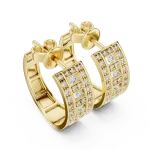 Symmetry Geometric Pavé-Set Round Brilliant Hoop Earrings
