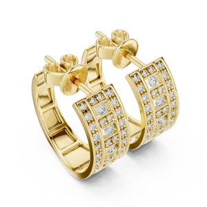 Symmetry Geometric Pavé-Set Round Brilliant Hoop Earrings