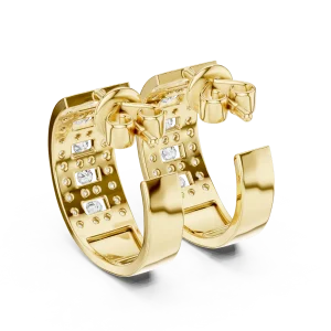 Symmetry Geometric Pavé-Set Round Brilliant Hoop Earrings - Image 3