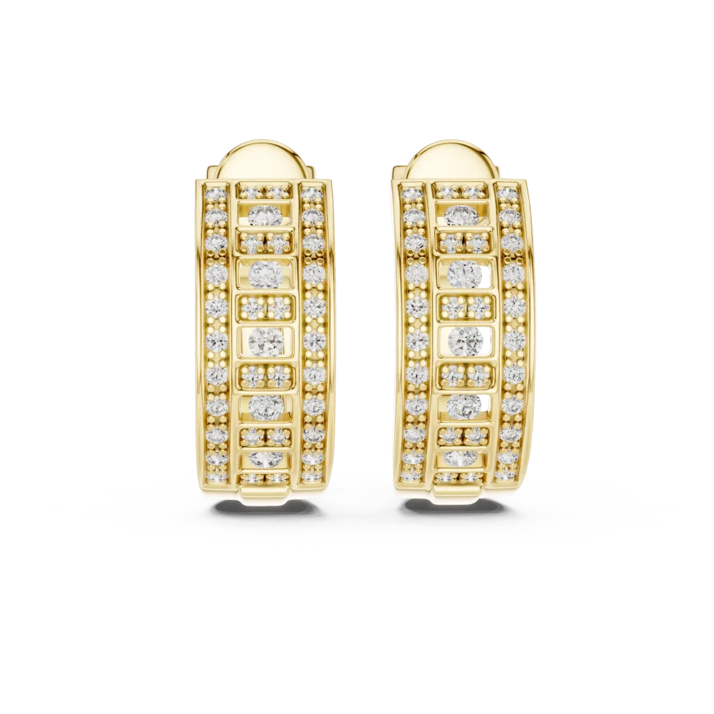Symmetry Geometric Pavé-Set Round Brilliant Hoop Earrings - Image 2