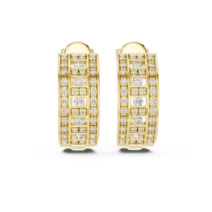 Symmetry Geometric Pavé-Set Round Brilliant Hoop Earrings - Image 2
