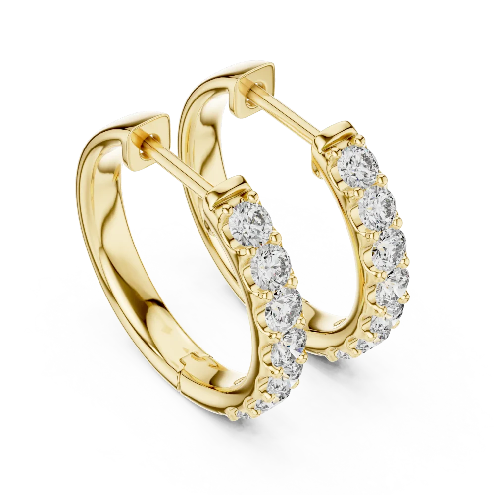 Luminary gold hoop earrings featuring a pavé-set row of brilliant-cut DIAMEUR diamonds for exceptional sparkle.