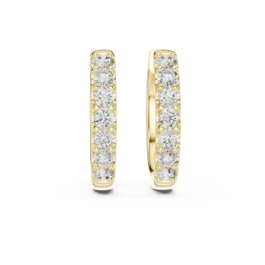 Luminary round brilliant pavé-set hoop earrings in gold with a seamless row of sparkling diamonds.