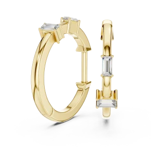 Linear Baguette Architectural Hoop Earrings - Image 3
